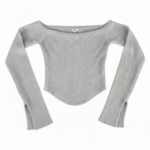 Garage Light Gray Soft Ribbed Knit Top XS